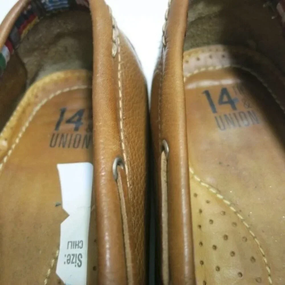 14th & Union Lea Oil Tanned Leather Casual Moccasin Men's Loafers Shoes Sz 7